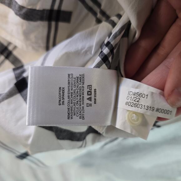 Express Slim1MX Men's Longsleeve Button Up White/Black Plaid Size XXL - Picture 4 of 8